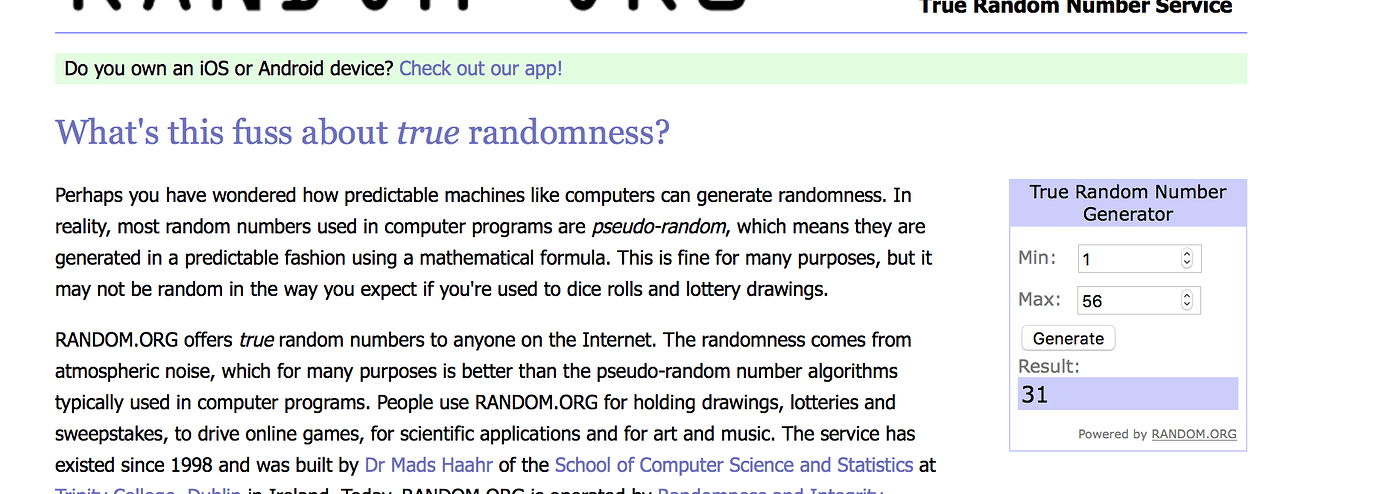 Has been existing for. Randomness.